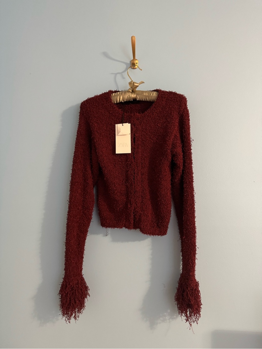 ZARA NWT funky maroon sweater cardigan style size M